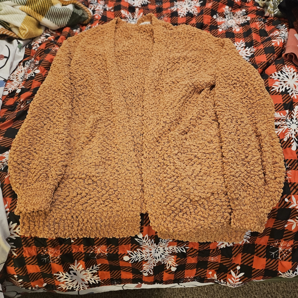 Cozy Textured Cardigan in Rust